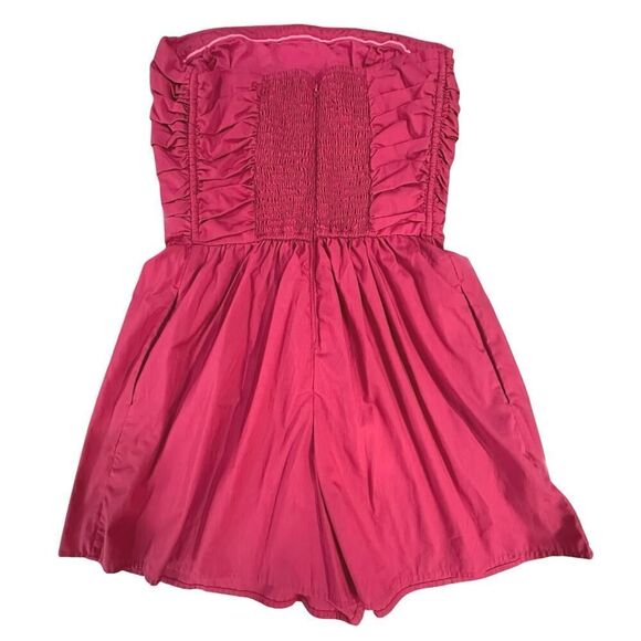 Abercrombie & Fitch Emerson Pink Ruched Strapless Romper Women's Small Tall - Picture 5 of 16